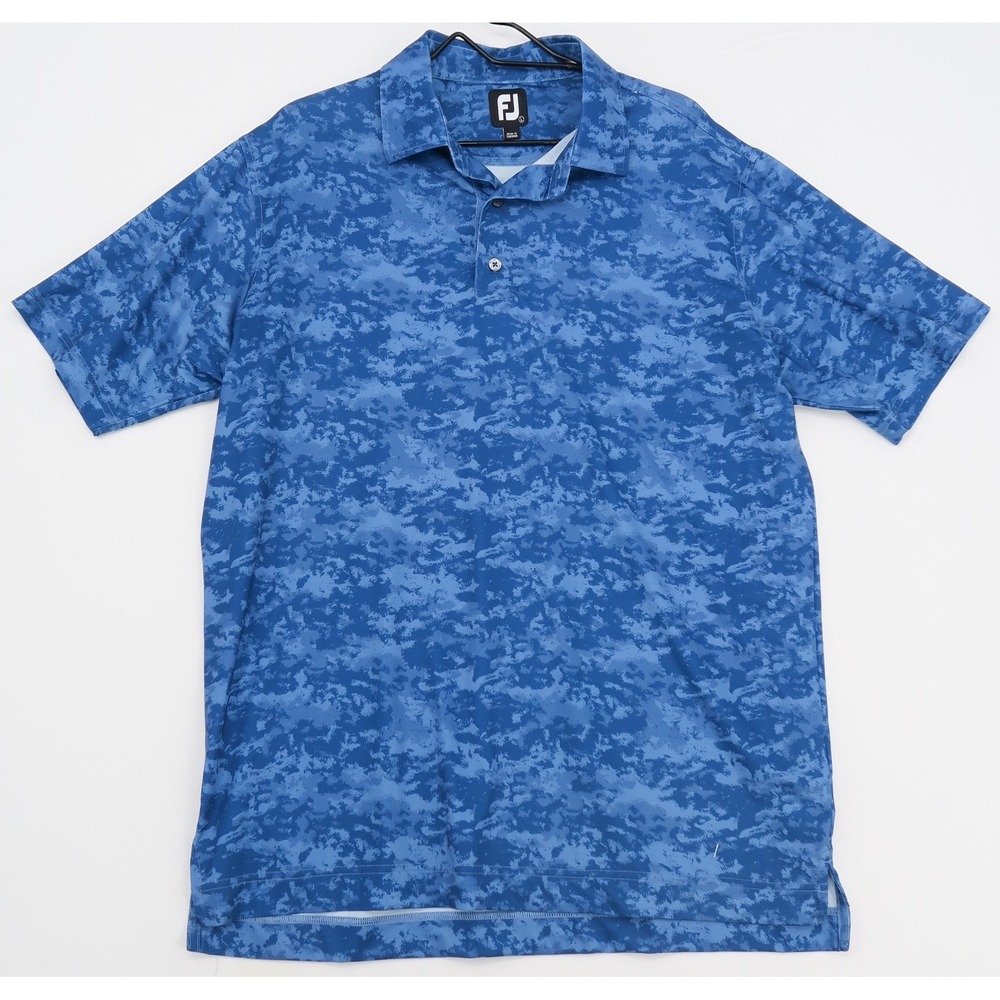 FootJoy Mens Blue Digital Camo Golf Polo Shirt Large FJ Performance Stretch L